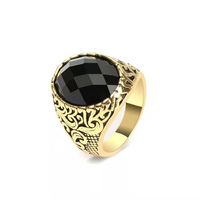 Retro Geometric Alloy Plating Inlay Resin Men's Rings sku image 2