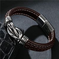 Retro Punk Geométrico Cuero Sintético Tejido De Punto Hombres Pulsera main image 1