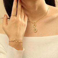 Elegant Simple Style Snake Copper Plating Inlay Zircon 18k Gold Plated Jewelry Set main image 1