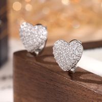 1 Pair Simple Style Classic Style Heart Shape Plating Inlay Sterling Silver Zircon 18k Gold Plated Rhodium Plated Earrings main image 4