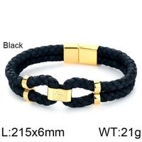Simple Style Commute Color Block Stainless Steel Pu Leather Braid 18K Gold Plated Women's Bracelets main image 2
