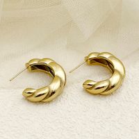 1 Pair Modern Style Simple Style Commute C Shape Twist Plating Stainless Steel Gold Plated Ear Studs main image 1