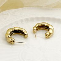 1 Pair Modern Style Simple Style Commute C Shape Twist Plating Stainless Steel Gold Plated Ear Studs main image 3