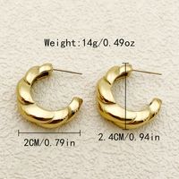 1 Pair Modern Style Simple Style Commute C Shape Twist Plating Stainless Steel Gold Plated Ear Studs main image 2
