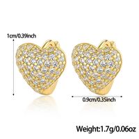 1 Pair Simple Style Classic Style Heart Shape Plating Inlay Sterling Silver Zircon 18k Gold Plated Rhodium Plated Earrings main image 2