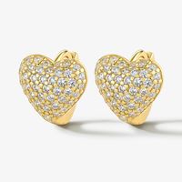 1 Pair Simple Style Classic Style Heart Shape Plating Inlay Sterling Silver Zircon 18k Gold Plated Rhodium Plated Earrings sku image 1