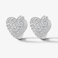 1 Pair Simple Style Classic Style Heart Shape Plating Inlay Sterling Silver Zircon 18k Gold Plated Rhodium Plated Earrings sku image 2