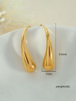 1 Pair Elegant Simple Style Water Droplets Plating Titanium Steel 18k Gold Plated Drop Earrings main image 2