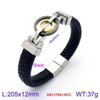 Hip-hop Retro Color Block Stainless Steel Pu Leather Men's Bangle main image 2