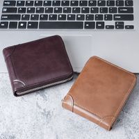 Men's Solid Color Pu Leather Zipper Small Wallets main image 8