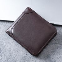 Men's Solid Color Pu Leather Zipper Small Wallets sku image 2