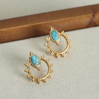 1 Pair Vintage Style Simple Style Sun Plating Inlay Titanium Steel Natural Stone 18k Gold Plated Ear Studs main image 5
