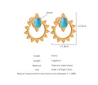 1 Pair Vintage Style Simple Style Sun Plating Inlay Titanium Steel Natural Stone 18k Gold Plated Ear Studs main image 2