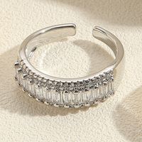 Ig Style French Style Solid Color Sterling Silver Inlay Artificial Pearls Zircon Open Rings sku image 3