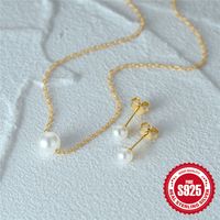 Simple Style Round Sterling Silver Plating Inlay Pearl Women's Jewelry Set main image 3