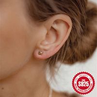 1 Pair Simple Style Cactus Moon Flower Plating Inlay Sterling Silver Zircon 18k Gold Plated Ear Studs main image 6