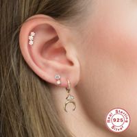 1 Pair Simple Style Cactus Moon Flower Plating Inlay Sterling Silver Zircon 18k Gold Plated Ear Studs main image 8