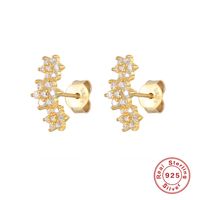 1 Pair Simple Style Cactus Moon Flower Plating Inlay Sterling Silver Zircon 18k Gold Plated Ear Studs sku image 10