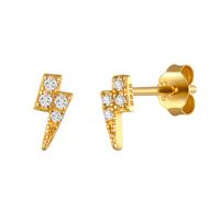 1 Pair Simple Style Cactus Moon Flower Plating Inlay Sterling Silver Zircon 18k Gold Plated Ear Studs sku image 4