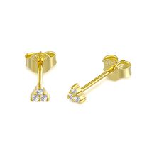 1 Pair Simple Style Cactus Moon Flower Plating Inlay Sterling Silver Zircon 18k Gold Plated Ear Studs sku image 2