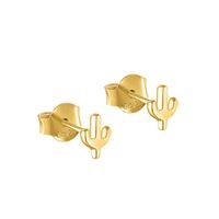 1 Pair Simple Style Cactus Moon Flower Plating Inlay Sterling Silver Zircon 18k Gold Plated Ear Studs sku image 1