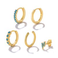 1 Set Simple Style Round Plating Inlay Sterling Silver Turquoise Earrings main image 4