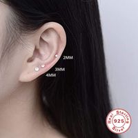 3 Pieces Set Simple Style Shiny Round Plating Inlay Sterling Silver Zircon Ear Studs main image 4