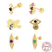 1 Piece Simple Style Geometric Plating Inlay Sterling Silver Zircon Ear Studs main image 1