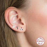 1 Piece Simple Style Geometric Plating Inlay Sterling Silver Zircon Ear Studs main image 3