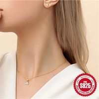 Simple Style Classic Style Round Sterling Silver Plating Inlay Zircon Women's Earrings Necklace main image 4