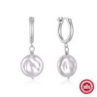 1 Pair Elegant Simple Style Geometric Plating Inlay Sterling Silver Pearl Zircon Drop Earrings sku image 15