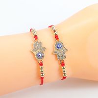 Ethnic Style Devil's Eye Hand Of Fatima Alloy Inlay Artificial Diamond Unisex Drawstring Bracelets main image 7