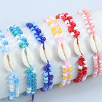 Bohemian Shell Mixed Materials Knitting Unisex Drawstring Bracelets main image 4