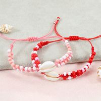 Bohemian Shell Mixed Materials Knitting Unisex Drawstring Bracelets main image 6