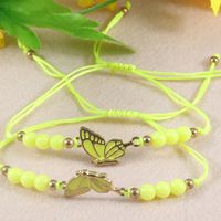 Simple Style Butterfly Alloy Beaded Couple Drawstring Bracelets main image 4