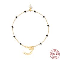Simple Style Geometric Sterling Silver Plating Inlay Chalcedony Pearl Bracelets sku image 1