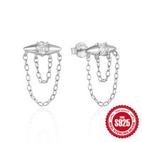 1 Paar Einfacher Stil Geometrisch Überzug Inlay Sterling Silber Zirkon Ohrringe sku image 2