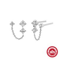 1 Pair Simple Style Geometric Plating Inlay Sterling Silver Zircon Earrings sku image 5