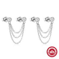 1 Pair Simple Style Geometric Plating Inlay Sterling Silver Zircon Earrings sku image 9