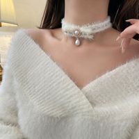 Princess Sweet Bow Knot Plush Inlay Artificial Pearls Gold Plated Women's Choker main image 8