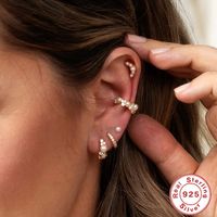 1 Pair Simple Style Geometric Plating Inlay Sterling Silver Pearl Zircon Ear Studs main image 3