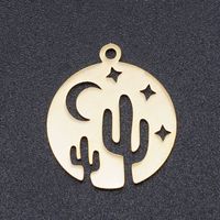 Simple Style Cactus Star Moon Stainless Steel Polishing Plating Gold Plated Jewelry Accessories sku image 2