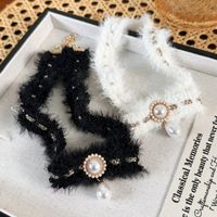 Princess Sweet Bow Knot Plush Inlay Artificial Pearls Gold Plated Women's Choker main image 3
