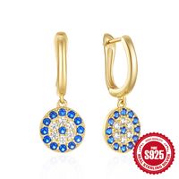 1 Paire Style Simple Rond Placage Incruster Argent Sterling Zircon Boucles D'oreilles sku image 1