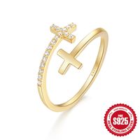 Style Simple Géométrique Argent Sterling Placage Incruster Zircon Anneau Ouvert sku image 2