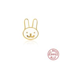 1 Piece Simple Style Rabbit Panda Carrot Plating Sterling Silver Ear Studs sku image 9
