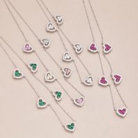 Sweet Shiny Heart Shape Sterling Silver Inlay Zircon Necklace main image 1