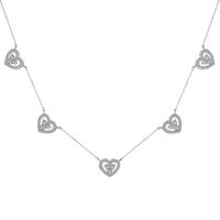 Sweet Shiny Heart Shape Sterling Silver Inlay Zircon Necklace sku image 3