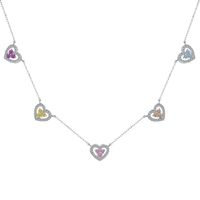 Sweet Shiny Heart Shape Sterling Silver Inlay Zircon Necklace sku image 1
