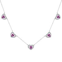 Sweet Shiny Heart Shape Sterling Silver Inlay Zircon Necklace sku image 2